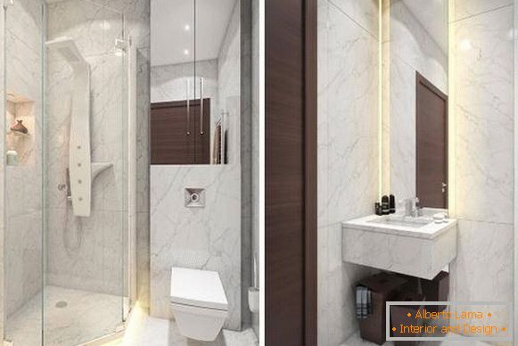 Мармурова ванна кімната в дизайні 1 кімнатної квартири