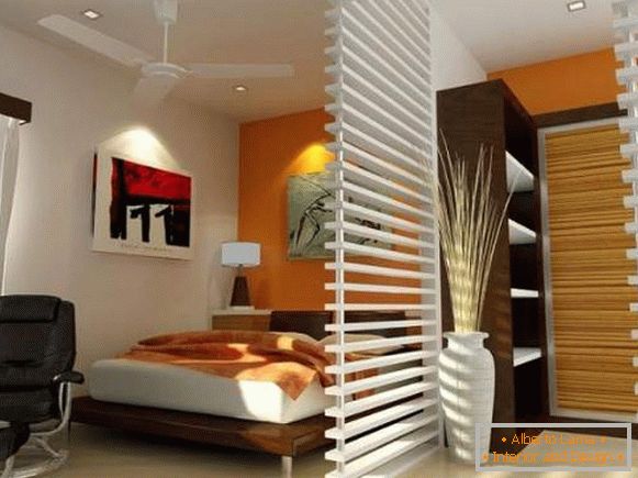 Дизайн однокімнатної квартири - як відокремити спальню перегородкою