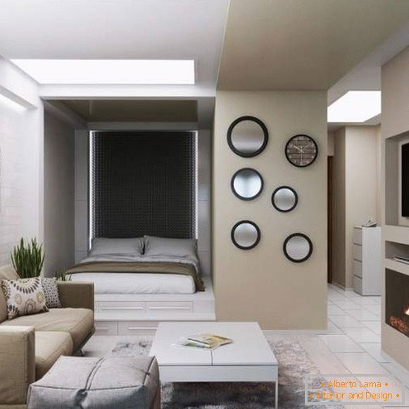 Дизайн інтер'єру однокімнатної квартири зі спальною зоною
