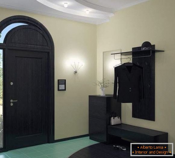 Чорна меблі в сучасному дизайні прихожей в приватному будинку