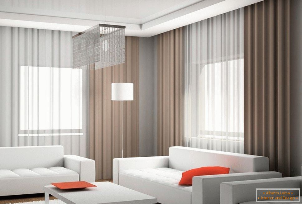 Строгий стиль кімнати з яскраво-червоними елементами декору