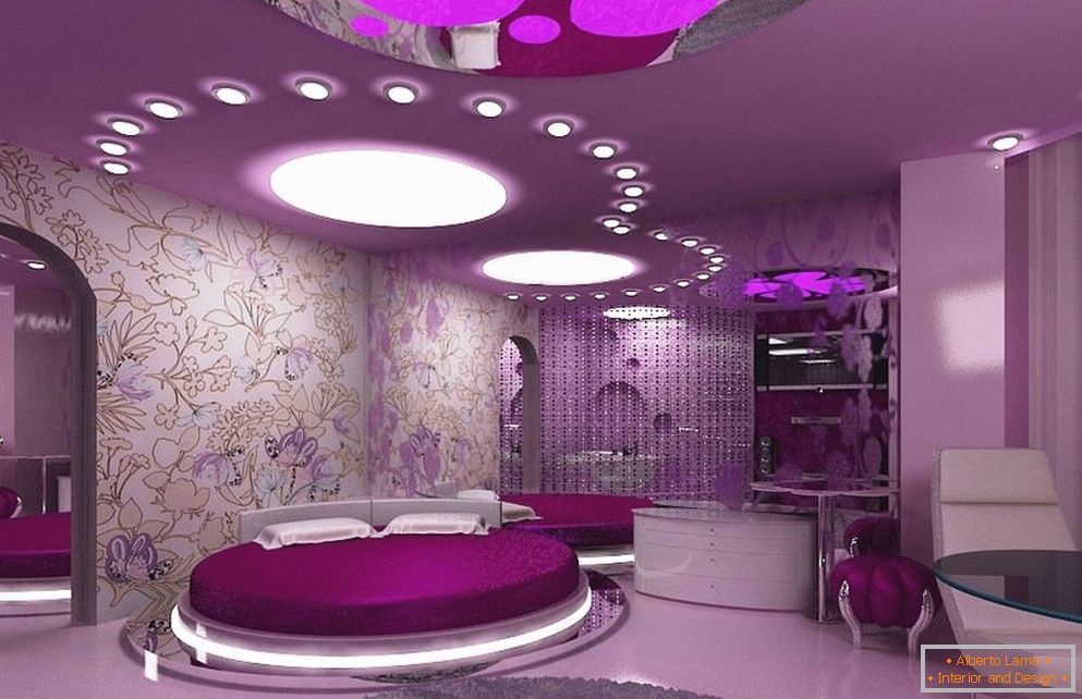 Фіолетова спальня в сучасному стилі