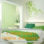 Дизайн біло-зеленій спальні
