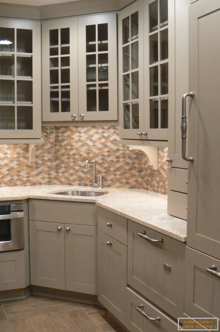 сучасні сірі кухні-сховища-плюс-чудовий кут-раковина-дизайн-з-мозаїка-backsplash-плитка