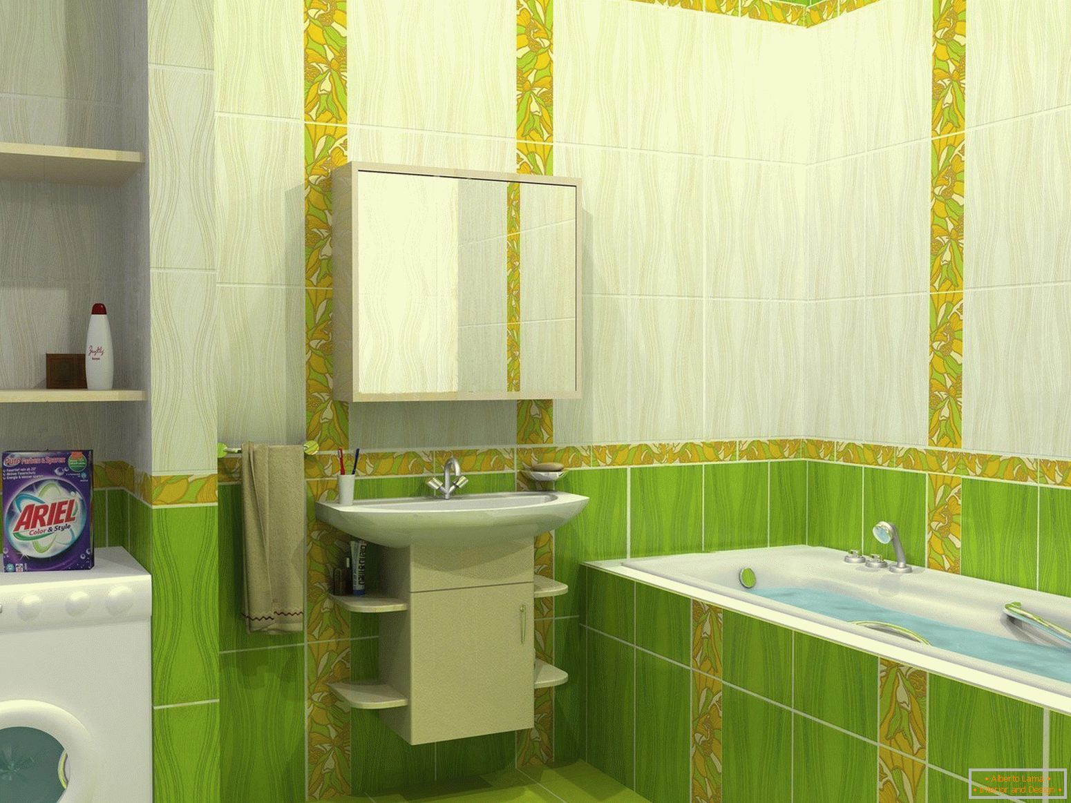 Дизайн ванної в зелених тонах