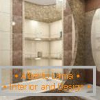 Дизайн вузької ванної кімнати з великим дзеркалом