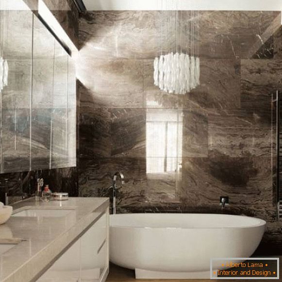 Дизайн ванної кімнати з мармуровою плиткою