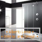 Чорний і білий колір в дизайні ванної кімнати з душовою кабіною