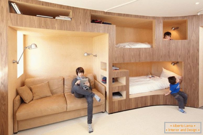 Вбудована двох'ярусна ліжко в спальне