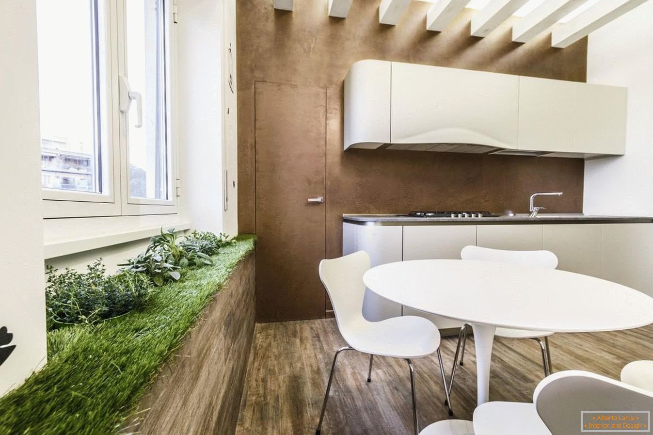 Зелена зона в кухні для еко стилю