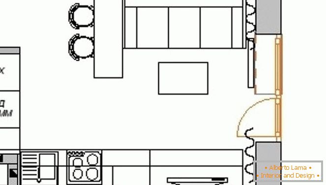 План кухні-вітальні в невеликій квартирі