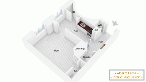 План маленької квартири в Швеції