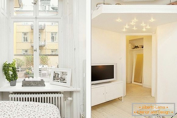 Інтер'єр комфортної спальні і вітальні квартири в Швеції