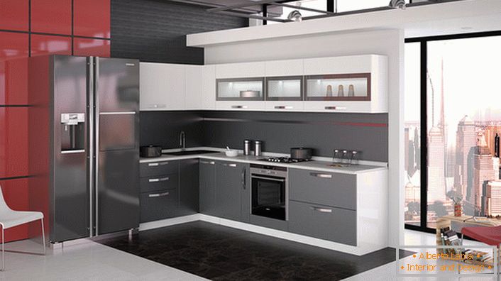 Модульні меблі на кухні в стилі хай-тек. Вдале рішення для організації кухонного простору. 