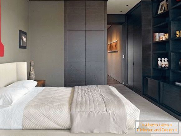 Стильний дизайн спальні з гардеробною з вбудованими меблями