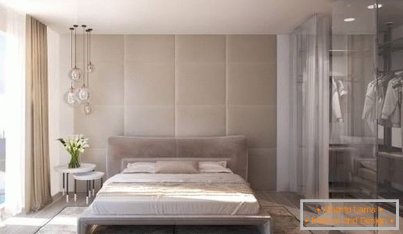 Сучасний дизайн спальні з вбиральні - фото