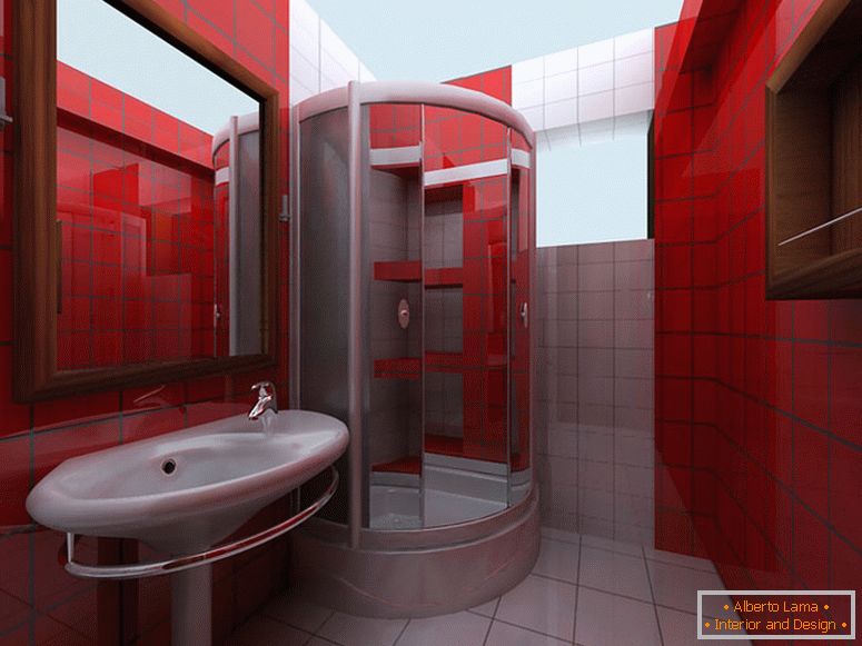 Червоні стіни у ванній