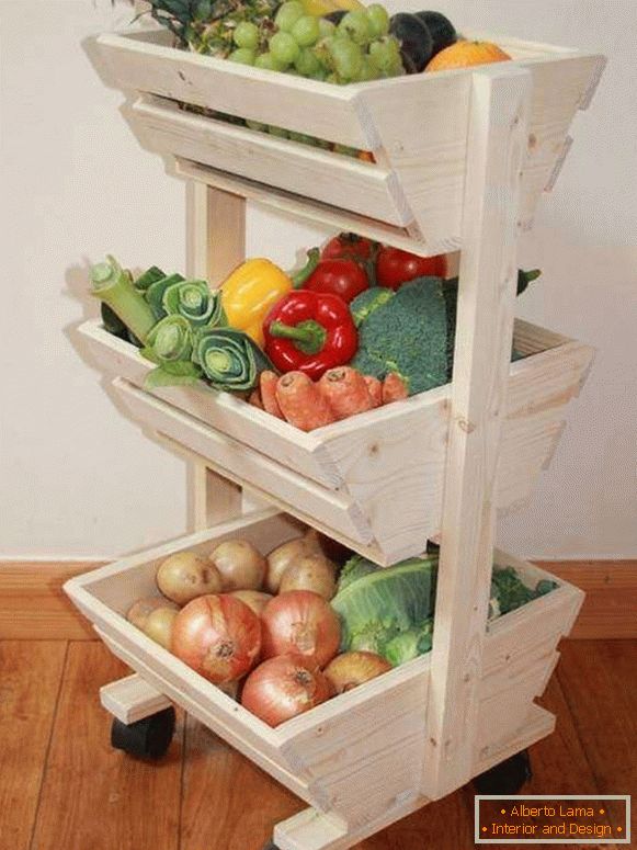 Етажерка на коліщатках для зберігання овочів на кухні