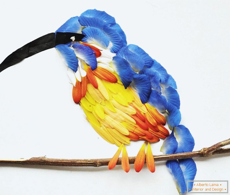 Екзотичні птахи з пелюсток квітів, проект Hong Yi