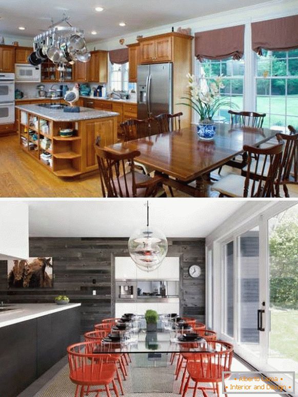 Дизайн кухні в приватному будинку фото до і після