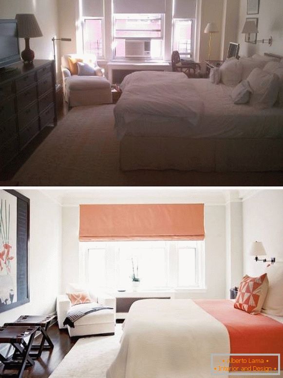 Новий яскравий дизайн спальні фото до і після