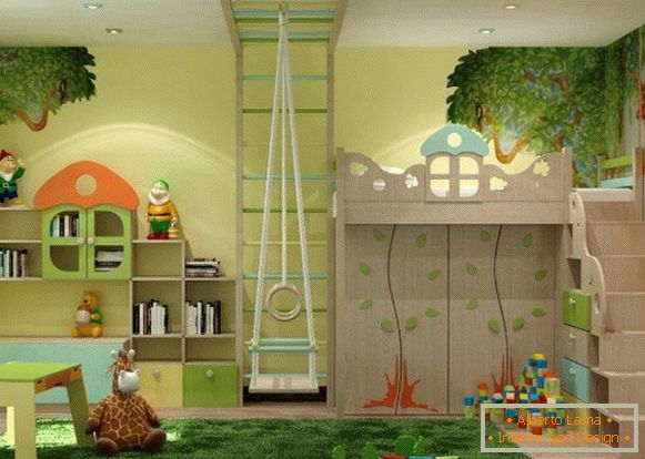 інтер'єр з природного тематикою дитячої кімнати для дівчинки 3 років