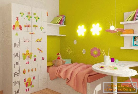 інтер'єр маленької дитячої кімнати для дівчинки