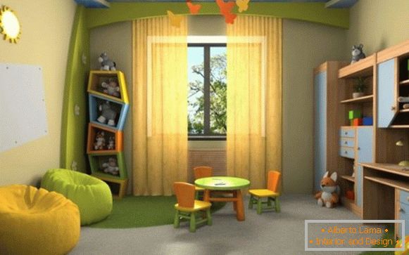 інтер'єр дитячої кімнати в природних тонах для дівчинки
