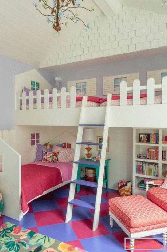 інтер'єр дитячої кімнати з двоярусною ліжком фото, фото 39