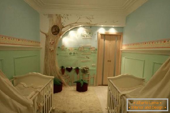 інтер'єр дитячої кімнати з двома ліжками, фото 49