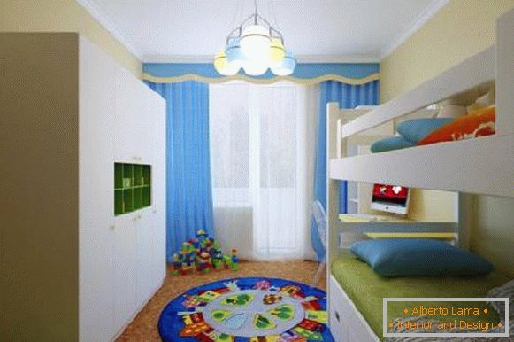 інтер'єр маленької дитячої кімнати для двох дітей, фото 53