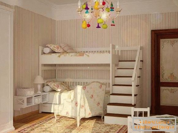 інтер'єр маленької дитячої кімнати для двох дітей, фото 57