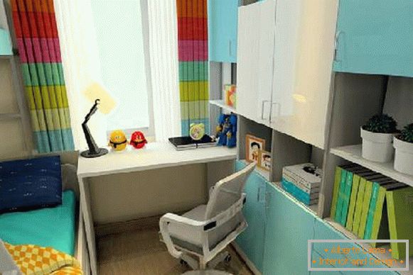 інтер'єр маленької дитячої кімнати для двох дітей, фото 58