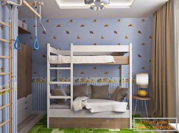 інтер'єр маленької дитячої кімнати для двох дітей, фото 62