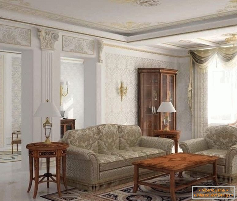 Настільні світильники, бра в дизайні вітальні в класичному стилі