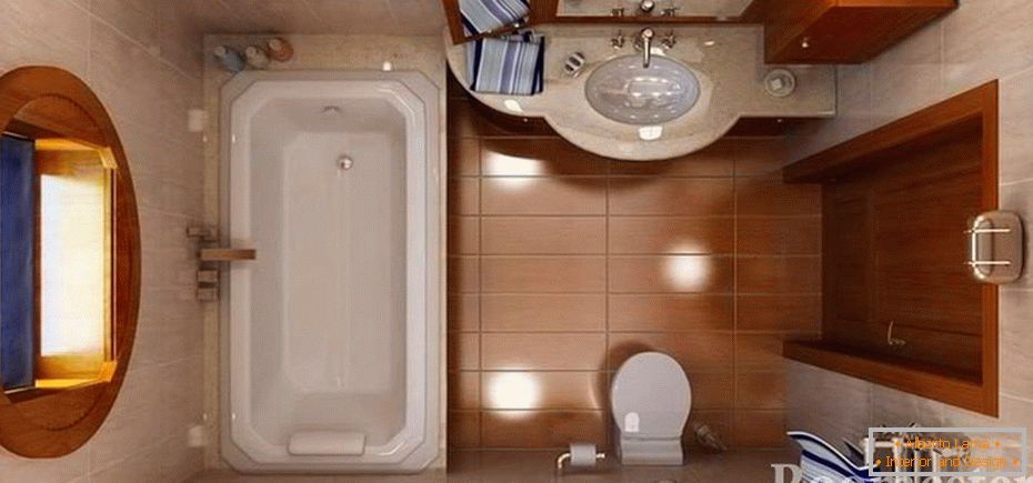 Поєднання коричневої і бежевій плитки у ванній