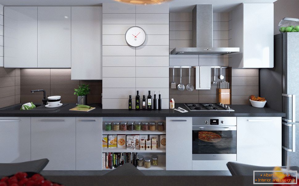 Інтер'єр маленької квартири в світлих тонах - дизайн кухни
