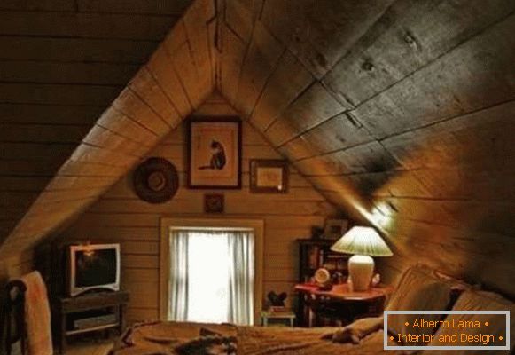 інтер'єр спальні в дерев'яному будинку, фото 36