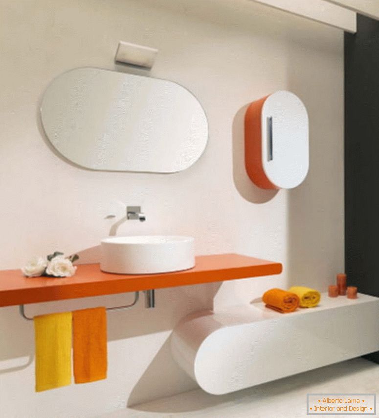 краса-біла концепція-домашній інтер'єр-дизайн-для-сучасного з-оранжевого-плаваючою стійкою-є-порцеляна-судна-раковина-та-рушники-стійки-плюс-овальні-стіни-дзеркало-безкаркасні- з новими ванними кімнатами-ідеями та розкішшю ба