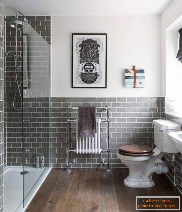 Сірий і коричневий колір в інтер'єрі ванної кімнати
