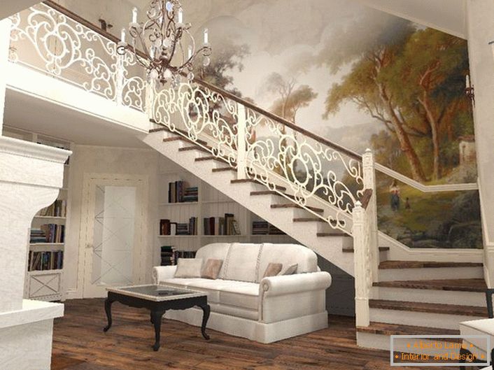 Вражаюча гармонія витонченої сходи і інтер'єру будинку в середземноморському стилі.