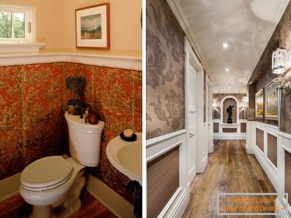 Як комбінувати шпалери між собою - фото ванній і коридору
