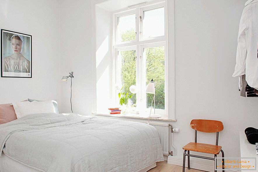 Спальня однокімнатної квартири в Гетеборзі