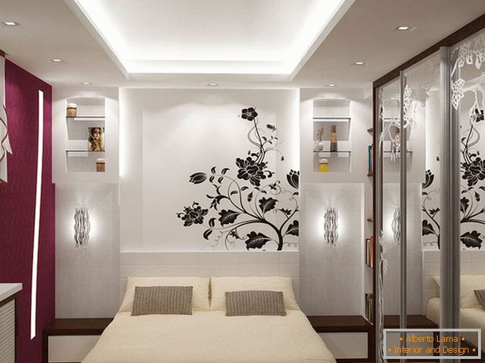 Спальня з нотками японського стилю.