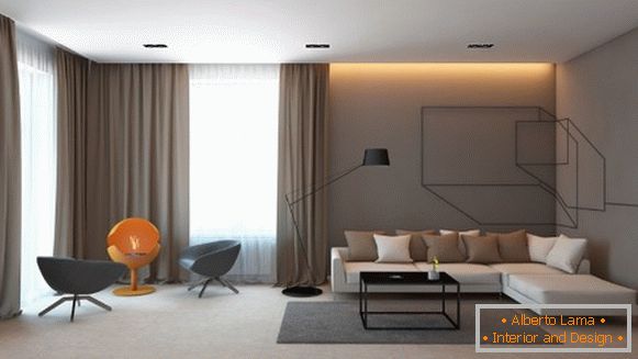 Стильний зал в своєму будинку - дизайн в стилі мінімалізм