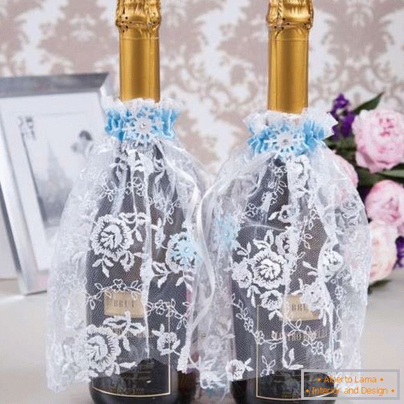 Як прикрасити весільну пляшку шампанського - ідеї своїми руками
