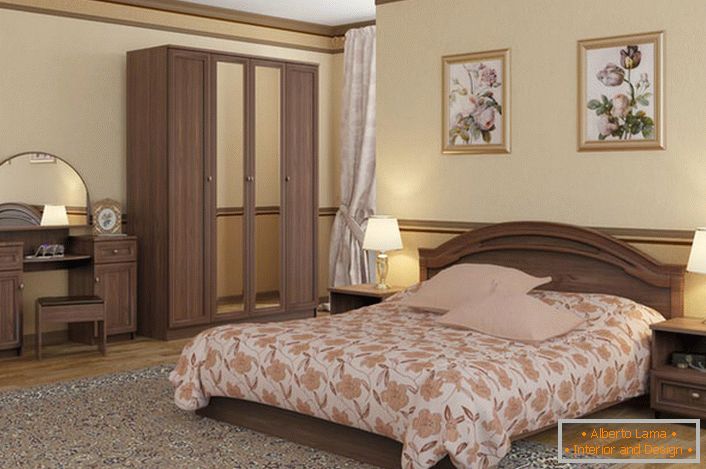 Неперевершений інтер'єр спальні в стилі модерн підкреслять правильно підібраною модульними меблями.