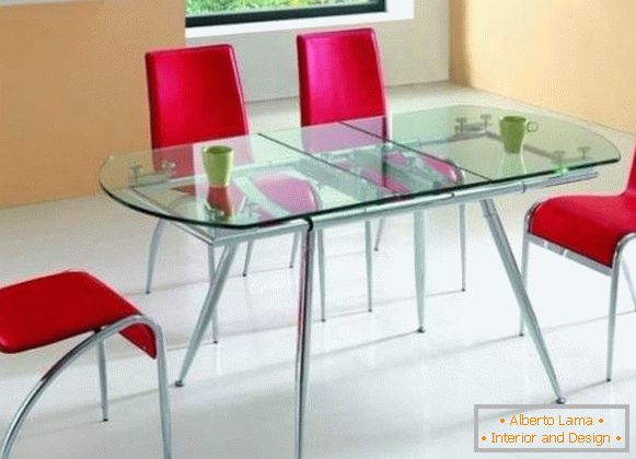 стіл кухонний скляний розкладний, фото 8