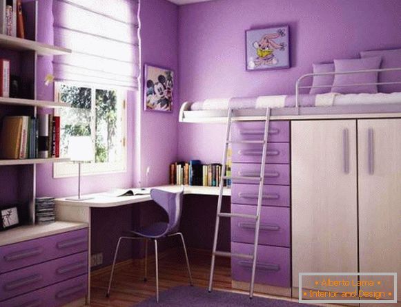 Дизайн дитячої кімнати в фіолетовому кольорі