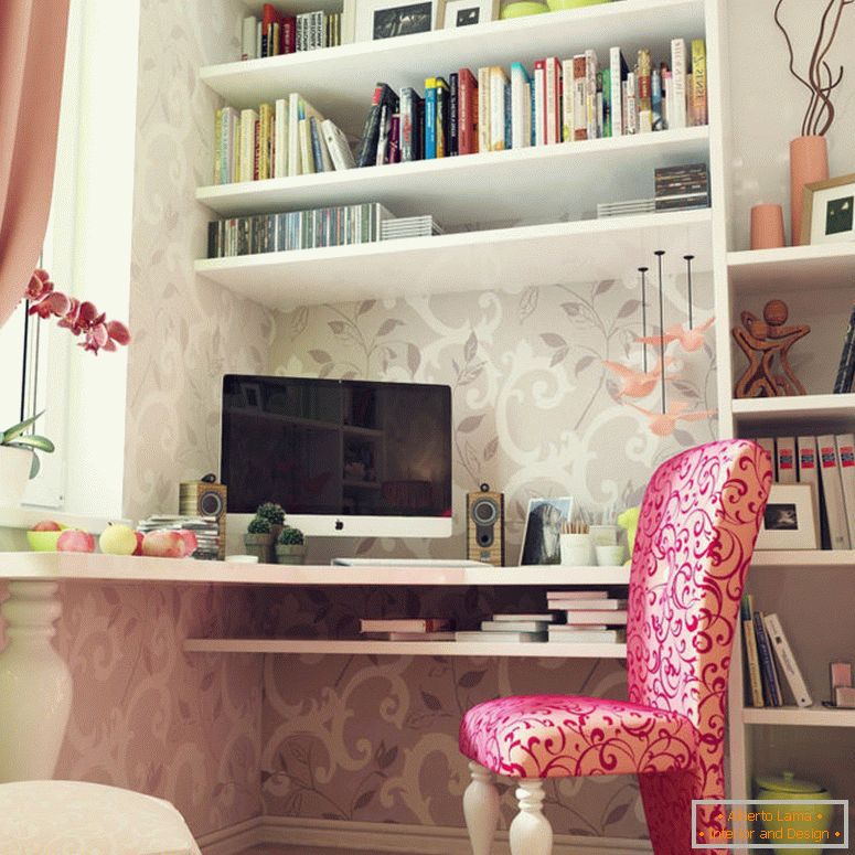1b-жіноча кімната-схема-рожево-сірий декор